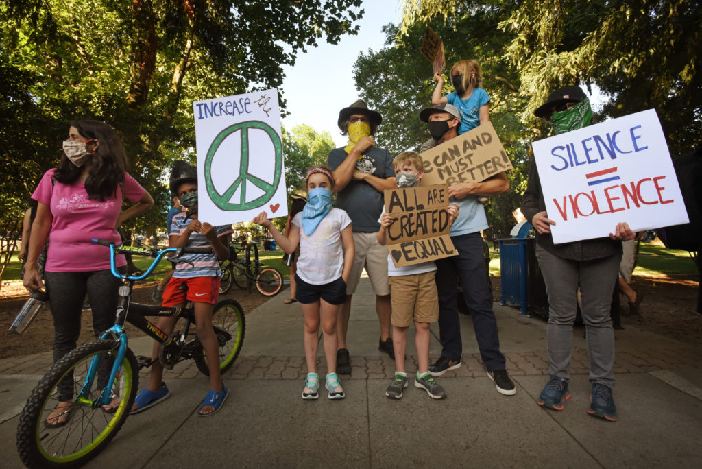 Many families with young children attended a George Floyd protest held Thursday in Healdsburg, Calif., on June 4, 2020. (Photo: Erik Castro/for The Press Democrat)