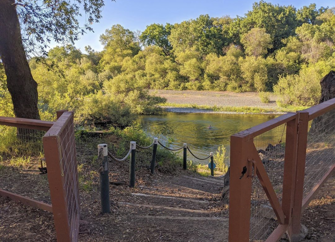 Stairs lead down to the Russian River at Wildhaven Sonoma in Healdsburg. (Wildhaven Sonoma)