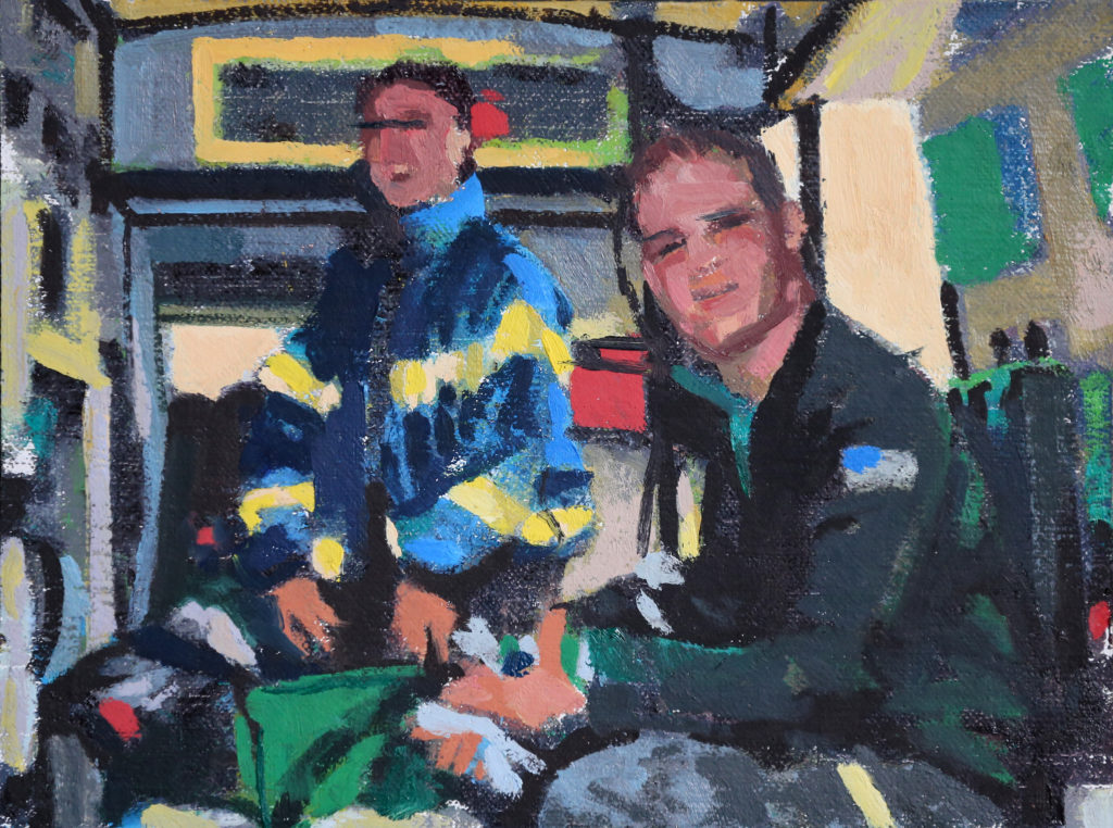 EMT workers painted by artist John Deckert. (Christopher Chung / The Press Democrat)