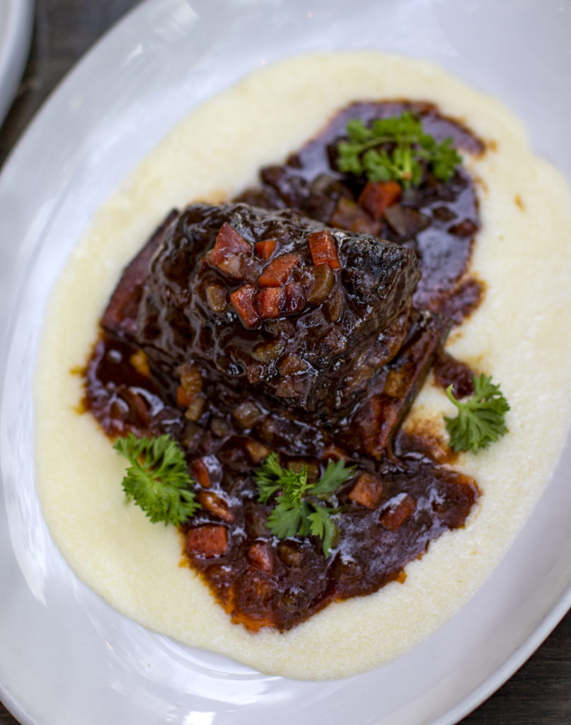 Wine braised beef short rib with creamy polenta at Grata Restaurant in Windsor. (Heather Irwin / The Press Democrat)