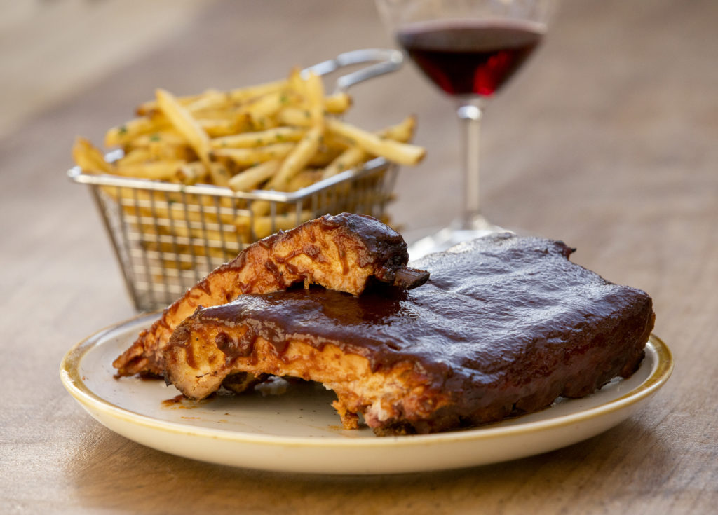 Baby Back Ribs with Vanilla Chipotle and shoestring fries from the Kivelstadt Cellars Wine Garden & Eatery in Sonoma. (John Burgess/The Press Democrat)