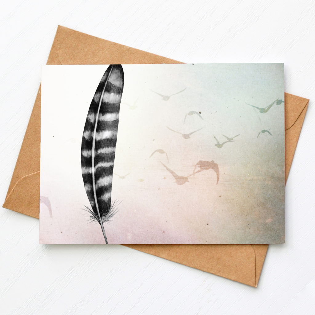 Hello winter. Blank white postcard postcard flyer on a grey background