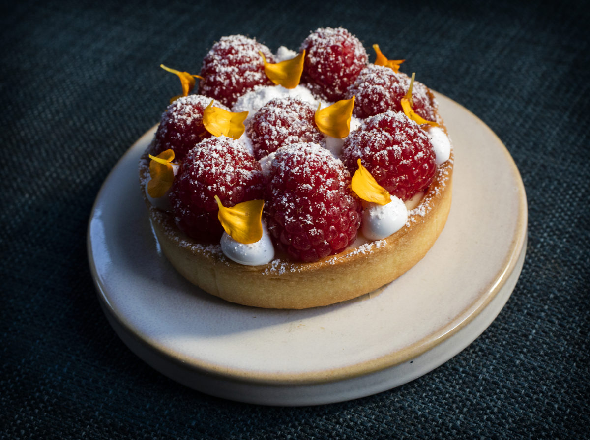 Raspberry Lemon Tart with pomegranate jam, and lemon cream from Table Culture Provisions in Petaluma. (John Burgess/The Press Democrat)
