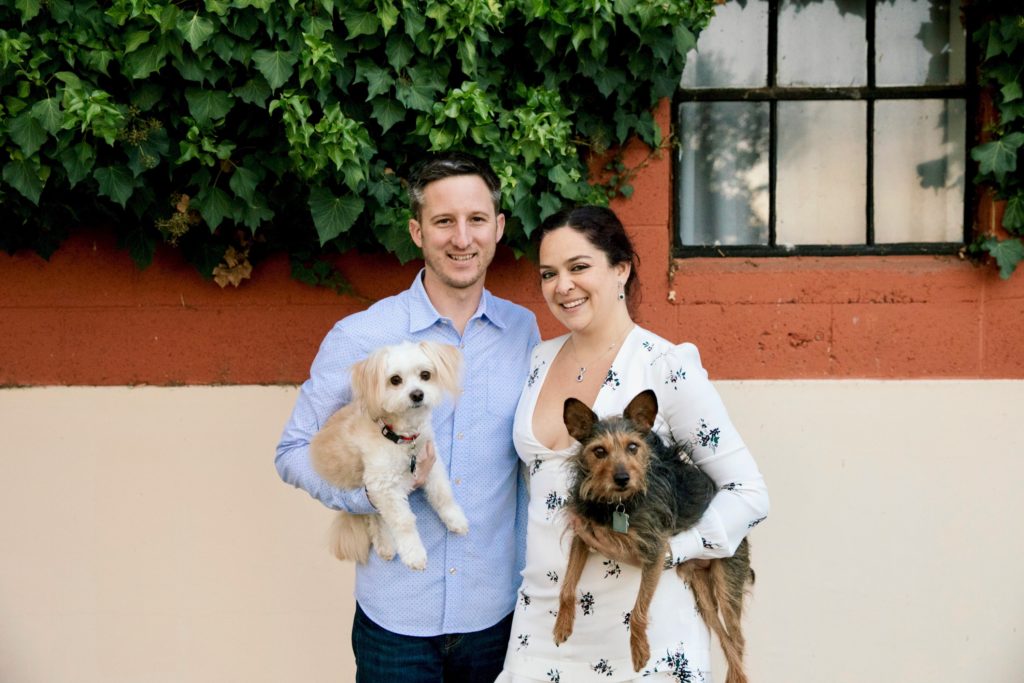 Dana von Sternberg and Cecilia Enriquez with their two dogs. (Cecilia Senocak)
