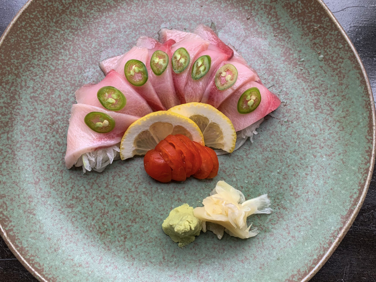 Hamachi carpaccio at Asahi Sushi in Healdsburg. (Nobuyuki Asahi)