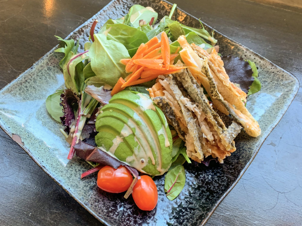 Salmon Skin Salad at Asahi Sushi in Healdsburg. (Nobuyuki Asahi)