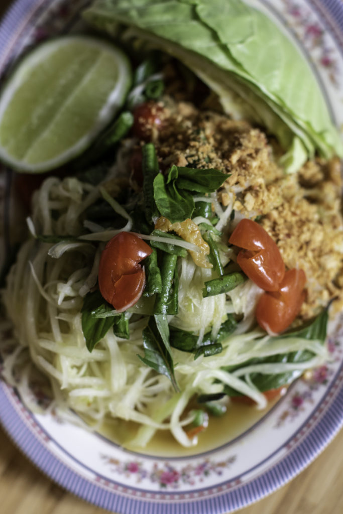 Green Papaya Salad at Khom Loi in Sebastopol. (Heather Irwin / Sonoma Magazine)