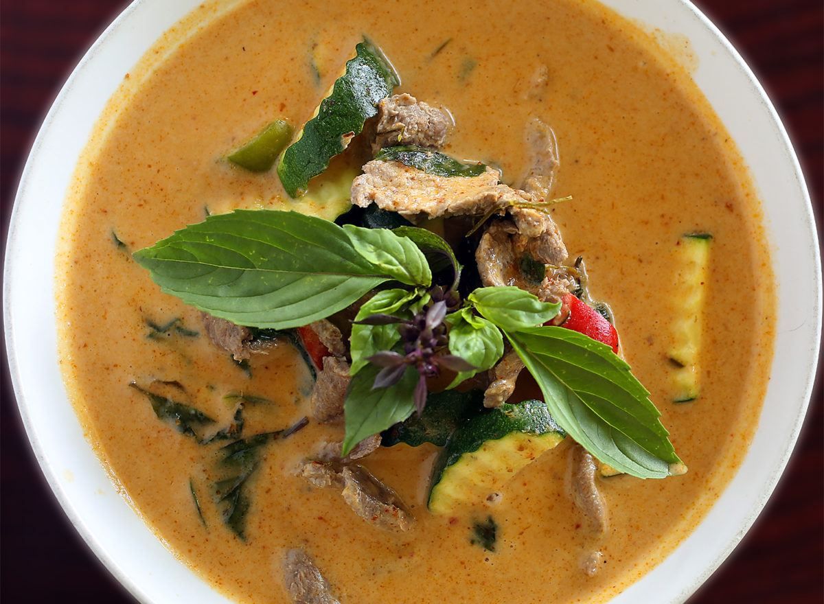 Chicken Gang Panang with yellow curry from Baan Thai restaurant in the Larkfield Shopping Center.