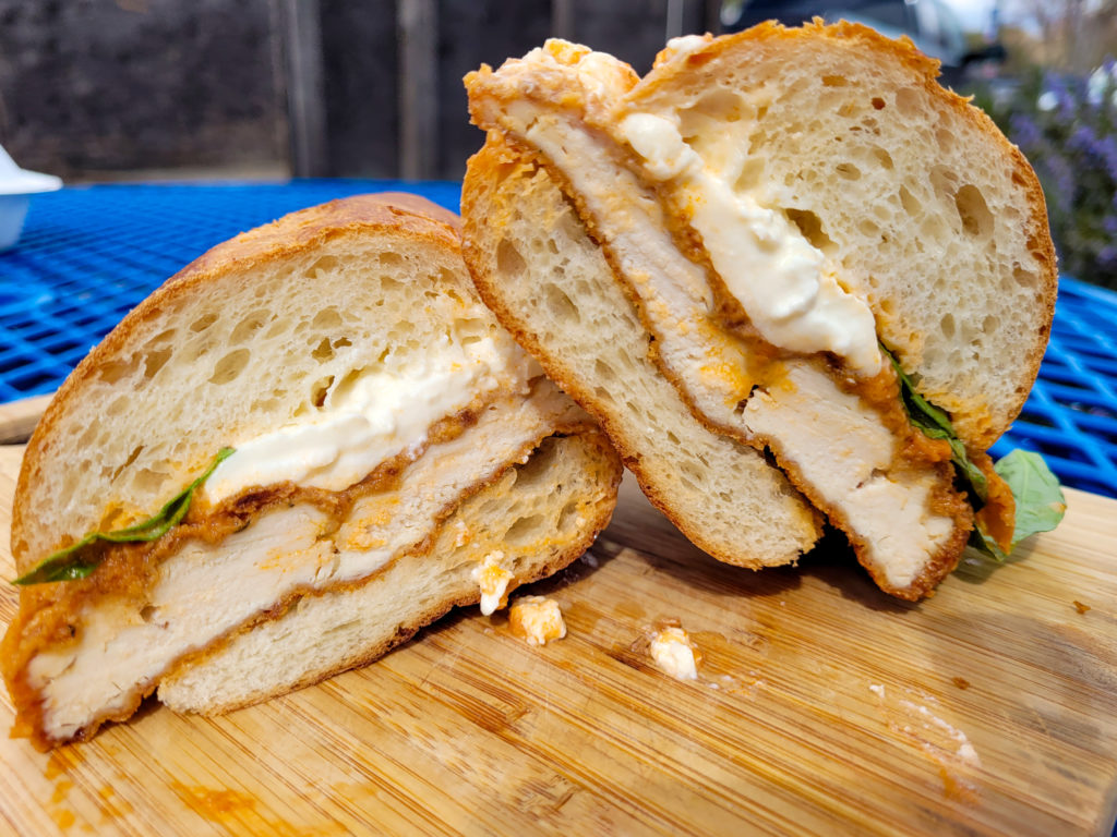 Chicken Parm Vodka Bomb at the Subhuman Sandwich Shop pop-up in Sebastopol. (Heather Irwin / The Press Democrat