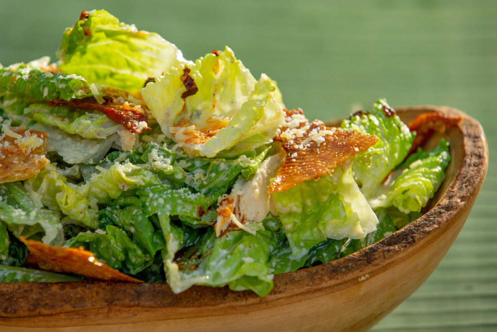 Thai-style Caesar salad prepared by Jamilah Nixon, chef and founder of Jam's Joy Bungalow food truck, in Sebastopol, California, on Wednesday, July 10, 2019. Nixon will open a cafe in Sebastopol serving her southeast Asian cuisine in mid-July. (Alvin Jornada / The Press Democrat)