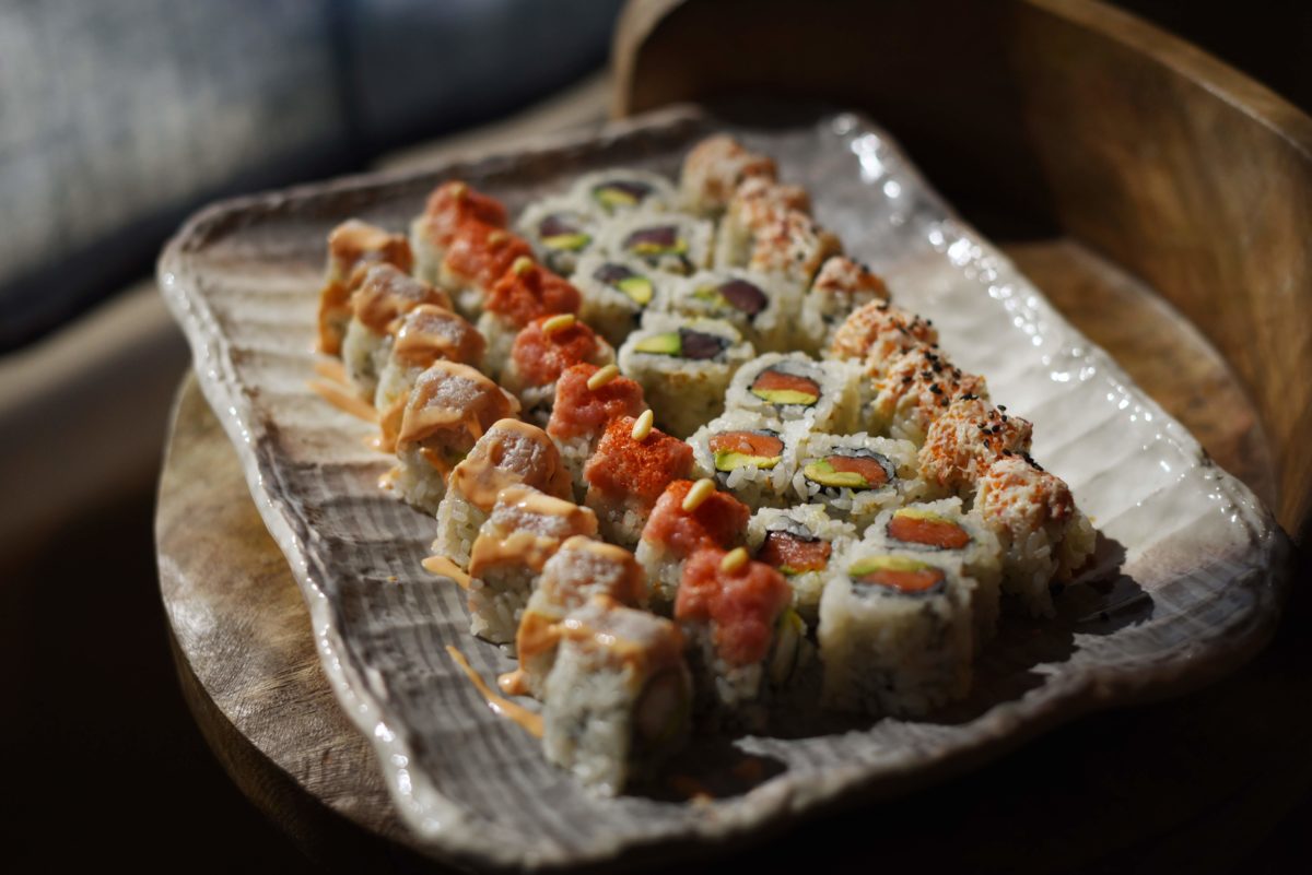 Makimono Deluxe Sushi Platter at Hana Japanese Restaurant in Rohnert Park, Calif., on Tuesday, April 28, 2020. (Erik Castro/For The Press Democrat)