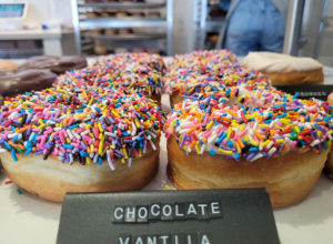 Sprinkle doughnuts at Johnny Doughnuts in Santa Rosa. (Heather Irwin / Sonoma Magazine)