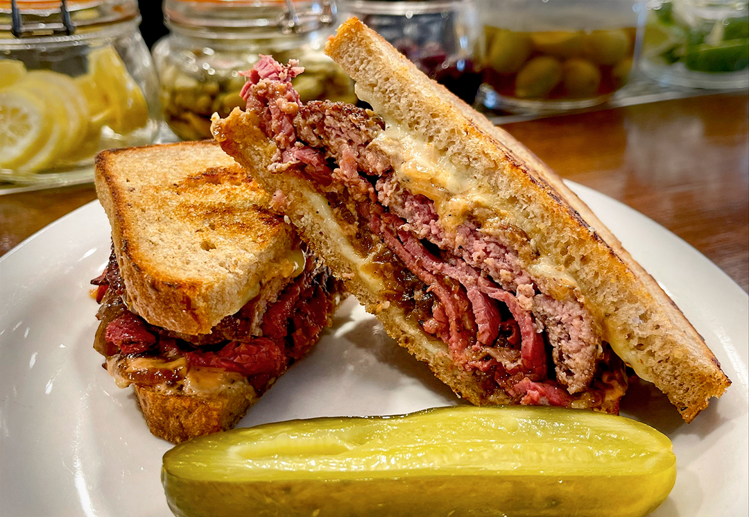 Weinburger Patty Melt, Grossman's: This is the best patty melt in our lineup of amazing patty melts (Mac’s Deli has a great one, too)! Start with a perfect burger, then top with pastrami, gooey Gruyere cheese and caramelized onions on rye. If you’re on the go, it stands up to a car ride like a boss. 309 ½ Wilson St., Santa Rosa, 707-595-7707, grossmanssr.com. (Heather Irwin/Sonoma Magazine)
