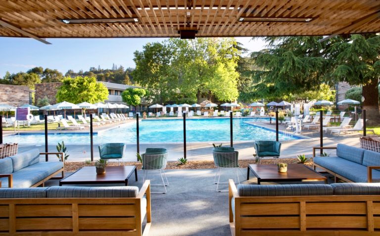 Poolside dining at Lazeaway Club at the Flamingo Resort in Santa Rosa. (Flamingo Resort)