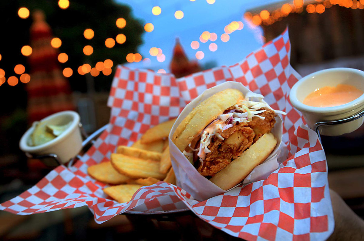 The fried chicken sandwich at Twin Oaks Roadhouse on Old Redwood Highway in Penngrove. (Kent Porter/The Press Democrat)
