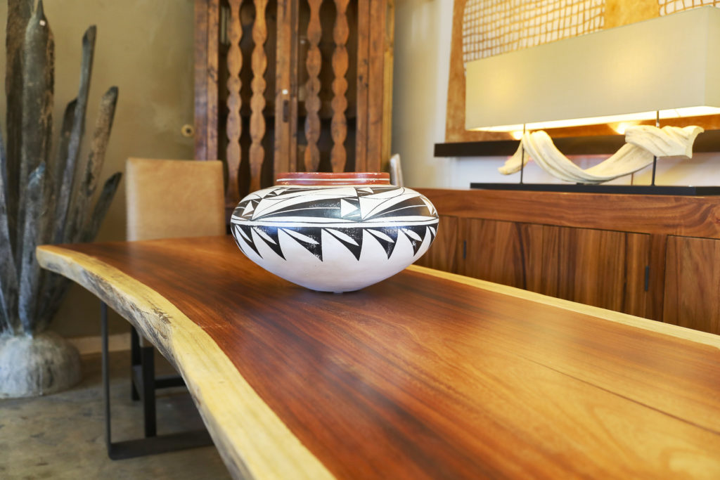 Furniture created by Jorge Martinez made from wood imported from Mexico at his Wine Country Decor showroom in Santa Rosa. (Christopher Chung/The Press Democrat)