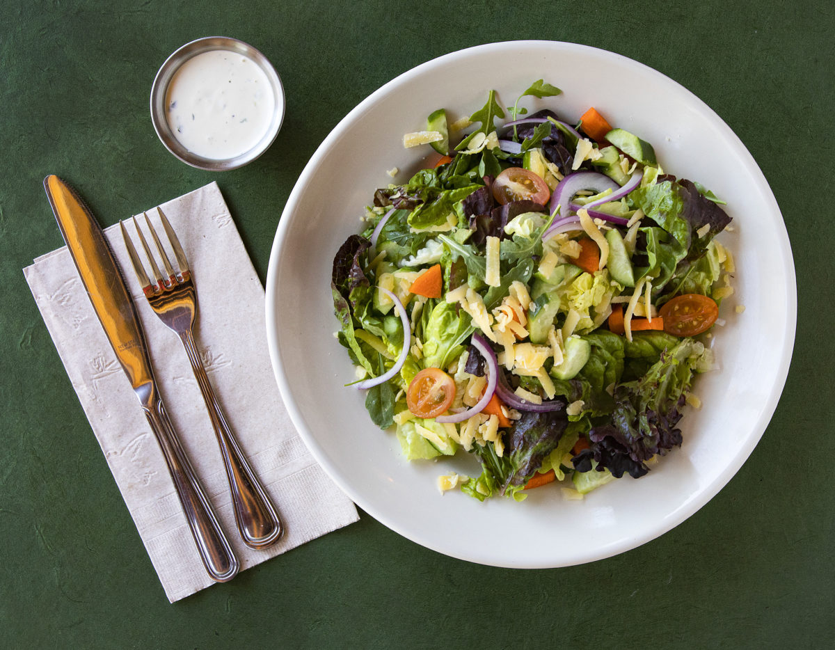 Green Salad with housemade ranch dressing from Americana restaurant in Santa Rosa. (John Burgess/The Press Democrat)