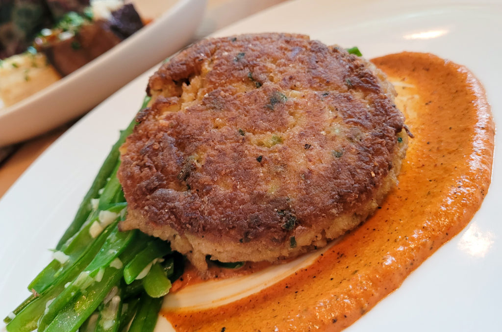 Codfish cake at Central market in Petaluma. (Heather Irwin/Sonoma Magazine)