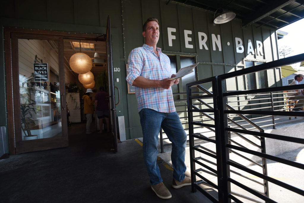 Co-Owner and General Manager Sam Levy at Fern Bar which is joining a growing list of restaurants now requiring patrons to either show a vaccination card or proof of a negative COVID test within the past 48 hours if they wish to enter their indoor space in Sebastopol, Calif. on Wednesday, July 28, 2021. Customers may also show a photo of their vaccination card or use the state’s QR code system. (Photo: Erik Castro/for The Press Democrat))