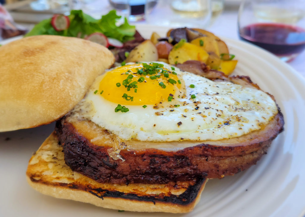 Porchetta sandwich at Ferarri-Carano's outdoor brunch in Dry Creek Valley. (Heather Irwin/Sonoma Magazine)