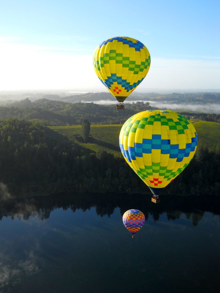 Enjoy a scenic flight over Sonoma County with Up & Away Hot Air Ballooning. (Courtesy of Up & Away Hot Air Ballooning)