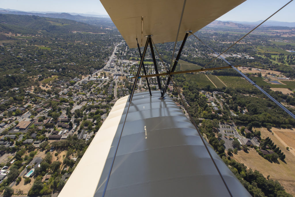Highway 12 in Boyes as seen from Captain Bob's Travelair biplane. (Robbi Pengelly/Index-Tribune)