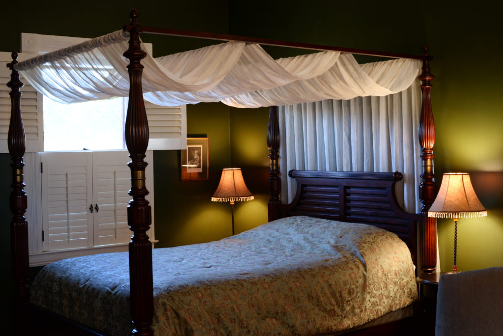 The queen-size canopy bed in the 1880s cottage at Garden Valley Ranch in Petaluma. November 24, 2014. (Photo: Erik Castro/for Sonoma Magazine)