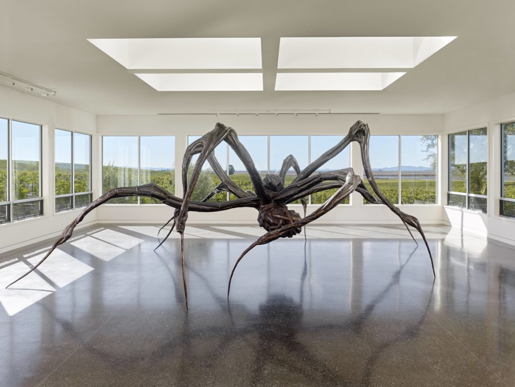 A Louise Bourgeois spider occupies a glass pavilion at The Donum Estate in Sonoma. (Courtesy of The Donum Estate)