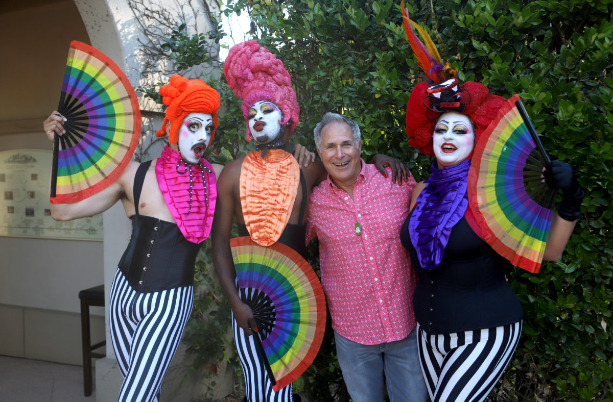 From left, Ismael Acosta, of San Francisco, Kemari Harris, of Oakland, Gary Saperstein, owner of "Out In The Vineyard" and Maya Lane, of Nevada City, Calif., at Out In The Vineyard's "Twilight at Chateau St. Jean" benefit dance party, in Kenwood, Calif., on Saturday, July 17, 2021. (Photo by Darryl Bush / For The Press Democrat)