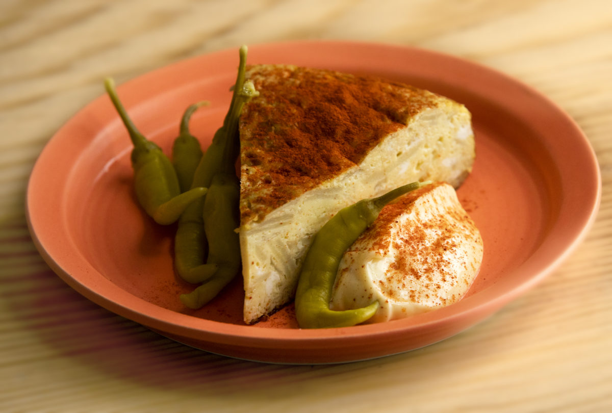 Tortilla Espanola with anchovies from Valley Bar + Bottle on the Sonoma square. (John Burgess/The Press Democrat)