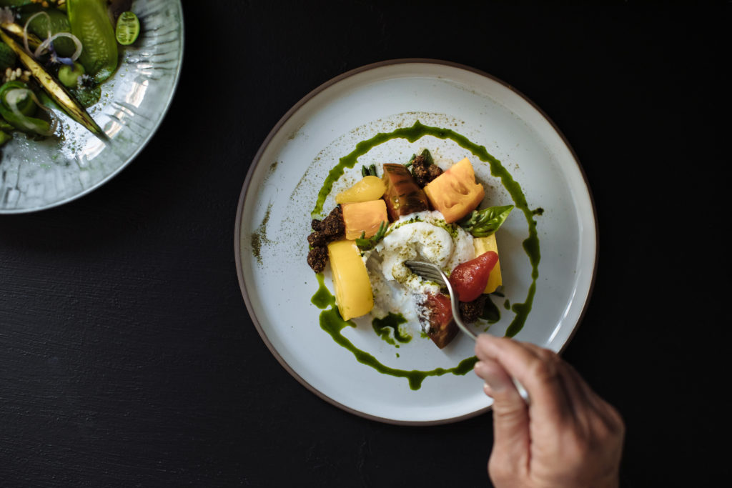 Heirloom tomato salad at The Matheson in Healsburg. (Michael Woolsey)