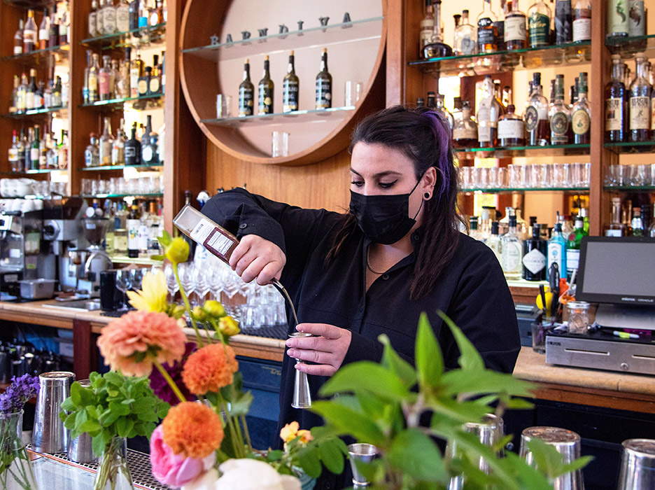 Barndiva bar manager Isabel Hales mixes a cocktail at Barndiva restaurant in Healdsburg. Photo: Alvin Jornada
