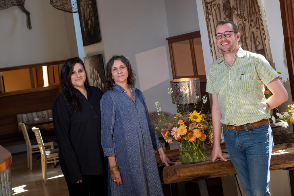 Barndiva co-owner and creative director Jill Hales, center, with her children Isabel, left, and Lukka at Barndiva restaurant in Healdsburg. (Alvin Jornada/The Press Democrat)