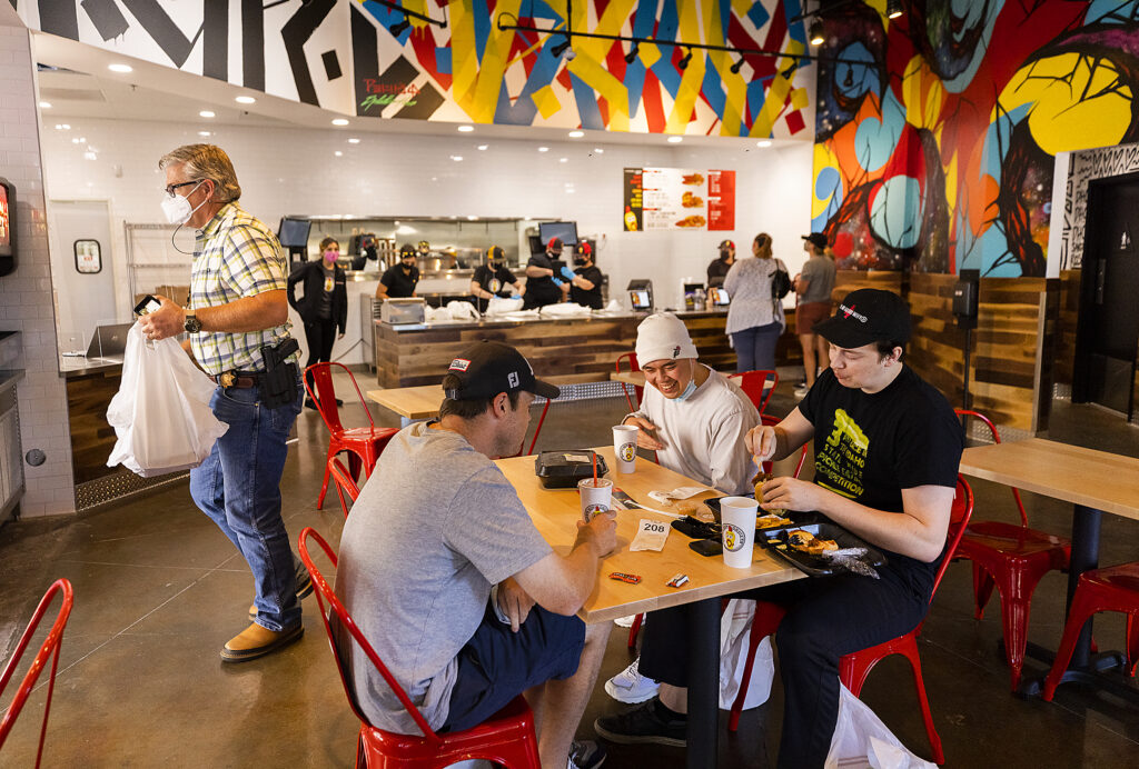 The new Dave’s Hot Chicken restaurant held a “soft” opening, an opportunity to train the staff for invited guests, in Santa Rosa on Wednesday, Sept. 22, 2021. (John Burgess / The Press Democrat)