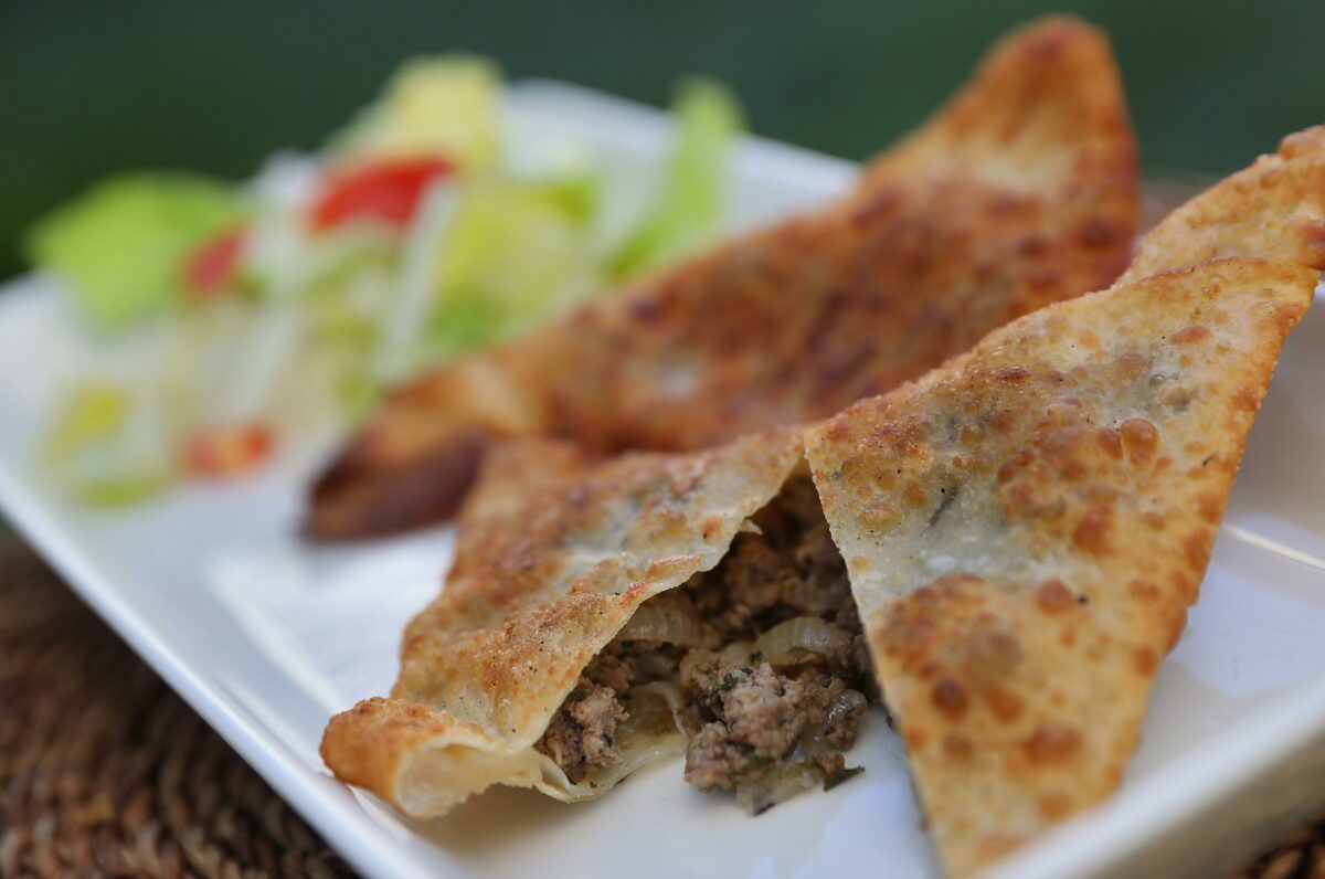Sambusa, a pastry shell filled with lentil, onion, and ground beef, from Abyssinia restaurant in Santa Rosa. (Christopher Chung/ The Press Democrat)