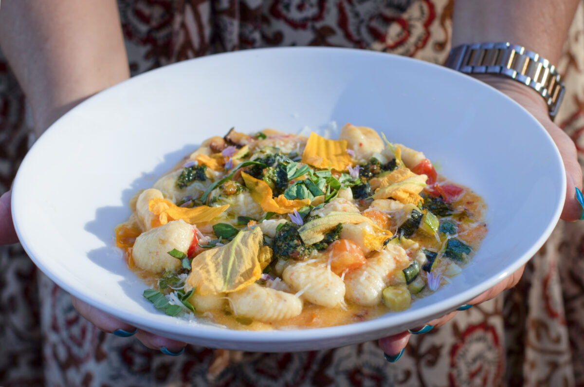 Summer gnocchi at The Spinster Sisters in Santa Rosa. (Heather Irwin, Sonoma Magazine)
