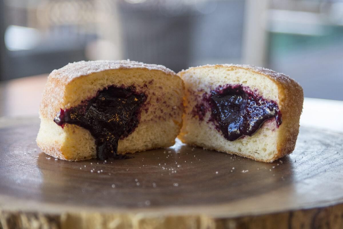 Wildberry Jam Bismark sufganiyot from Johnny Doughnuts in Santa Rosa. (Johnny Doughnuts)