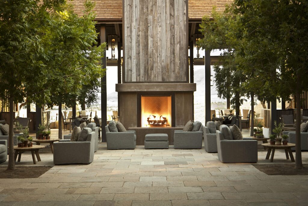 The veranda fireplace at Ram's Gate Winery in Sonoma. (Courtesy of Ram's Gate Winery)