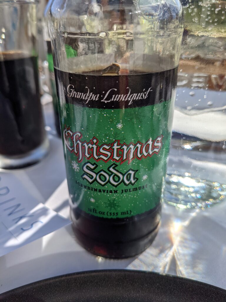 Swedish Christmas soda (julmust) at Stockhome's annual Julbord in Petaluma. (Annika Toernqvist/for Sonoma Magazine)