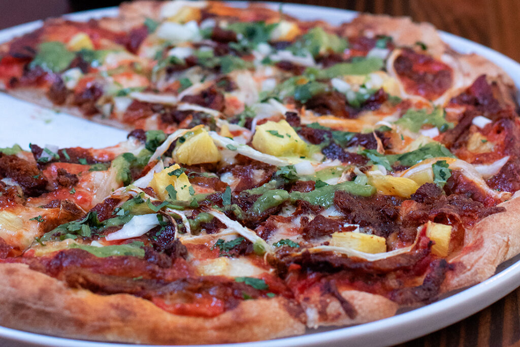 Pizza al pastor at Pezcow restaurant in Windsor. (Heather Irwin/Sonoma Magazine)