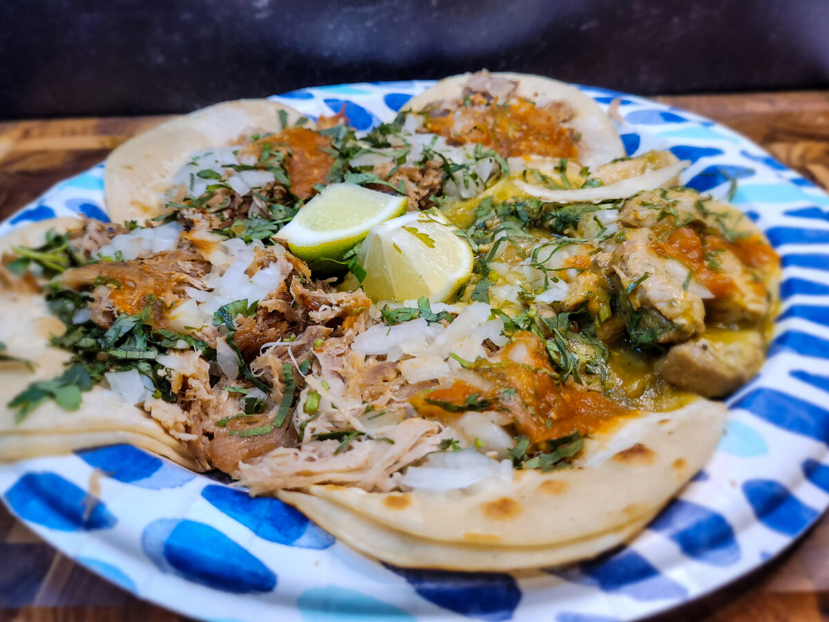 Carnitas tacos from Taqueria California in Santa Rosa. (Heather Irwin/The Press Democrat)