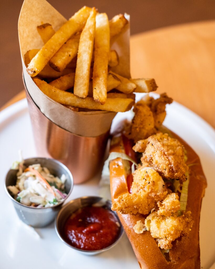 Shrimp po' boy with fries from Easy Rider in Petaluma. (Easy Rider)
