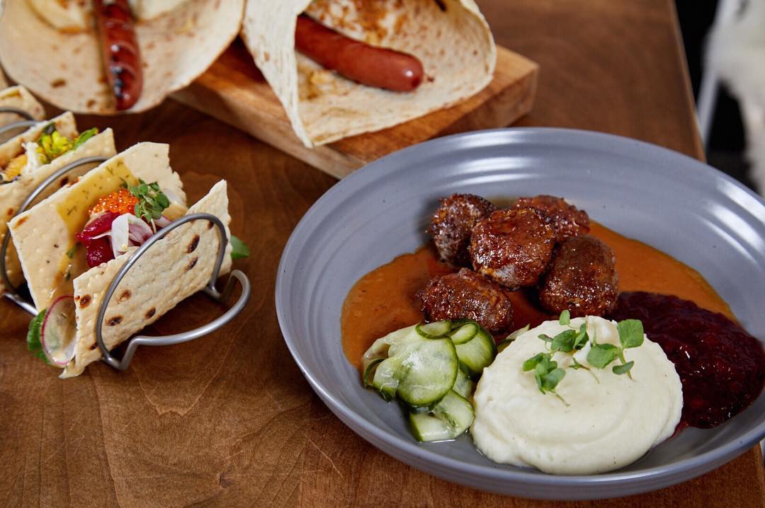 Swedish meatballs, frankfurters and more at Stockhome restaurant in Petaluma. (New Rev Media)