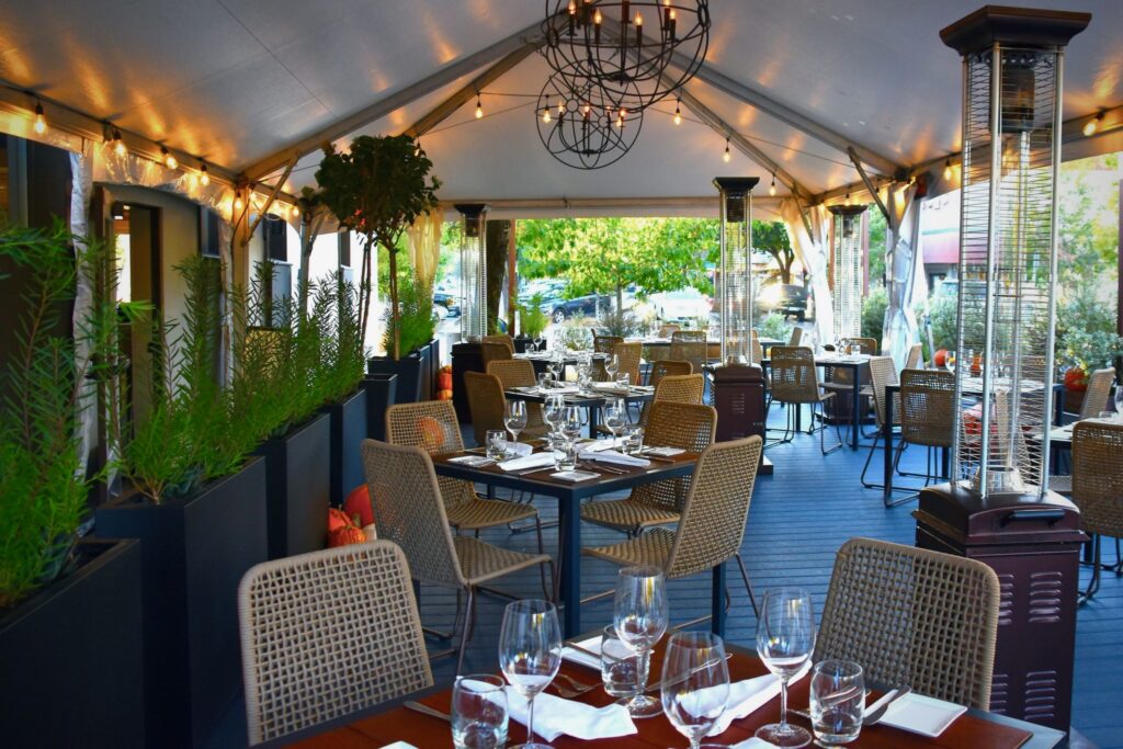 Outdoor dining area at Valette restaurant in Healdsburg. (Valette)
