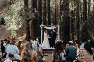 After planning their wedding while living in different countries, Erica and Justin Lakovic were finally able to celebrate together last October. Justin built the wooden arch under which they were married. (Jana Contreras)