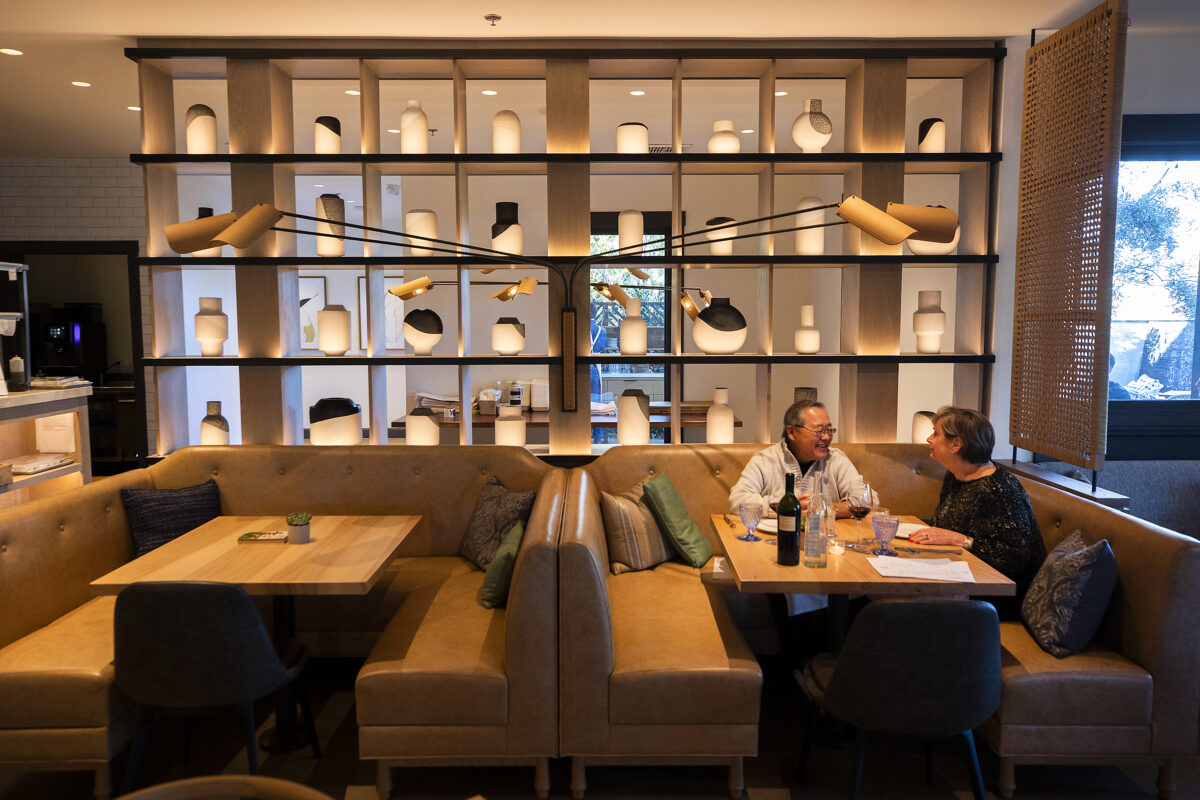 Limited capacity indoor seating is available at Wit & Wisdom Sonoma. (John Burgess/The Press Democrat)
