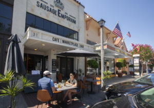 The Sausage Emporium, just opposite the Plaza on Napa Street in Sonoma, serves a variety of sausage sandwiches and salads to tourists and locals alike on Wednesday July 14, 2021. (Photo by Robbi Pengelly/Index-Tribune)