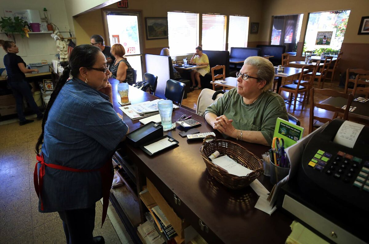 Singletree Cafe co-owners Nanci Van Praag, right, and Delores Rodriguez wait for customers, on Monday June 26, 2017. (Kent Porter / Press Democrat) 2017