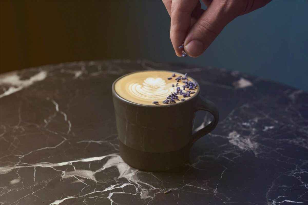 Lavender latte from Black Oak Coffee Roasters in Healdsburg. (Black Oak Coffee Roasters)