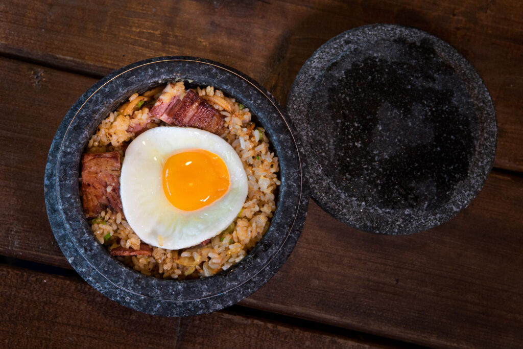 Pastrami Kimchi fried rice, is served at Animo, a restaurant in Sonoma, Calif., on Wednesday, March 30, 2022. (Photo by Darryl Bush / For The Press Democrat)